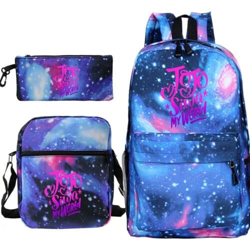 Mochila Jojo Siwa Schoolbag 3pcs/set Boy Girl School Bag Men/women Travel Bolso Escolar with Crossbody Bag Pen Bag Laptop Pack