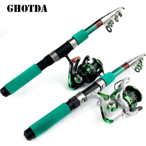 Spinning Rod And Reel Combo Mini Telescopic Fishing Rod 1.8 2.1 2.4 2.7 3.0 3.6M Metal Spool Fishing Reel Set