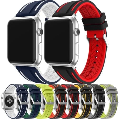 Sport Silicone band for apple watch strap 6 SE 5 4 3 2 40mm 44mm 42mm 38mm belt smart watchband Bracelet For iWatch Series 6 5 4
