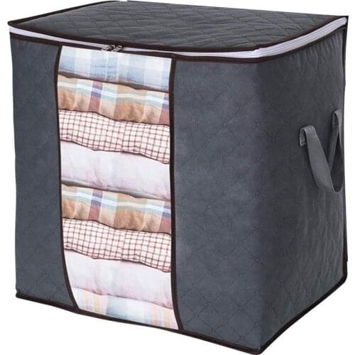 Clothes Storage Bag Large Capacity Organizer With Reinforced Handle Thick Fabric For Comforters Blankets Bedding Foldable 3 Pack