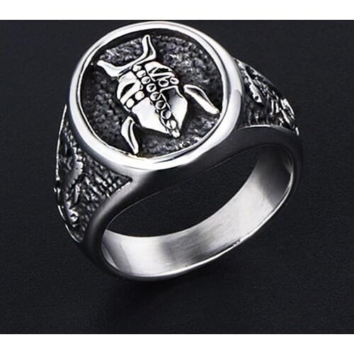 Vintage Gothic Stainless Steel Beetle Signet Ring Punk Biker Ring Men Fashion Personal Charm Jewelry Drop Shipping
