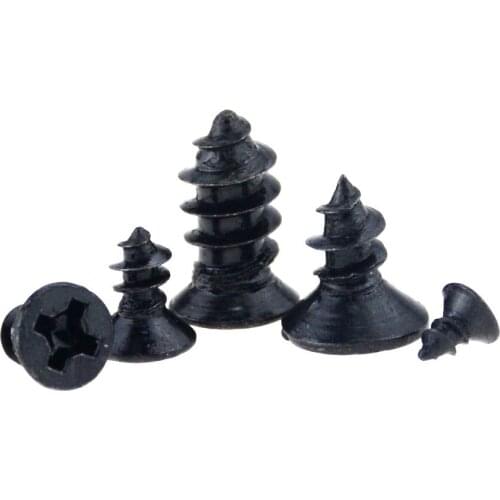 50PCS M2.3*5 6 8 10 12 14 Black Carbon Steel Cross Recessed Countersunk Flat Head Tapping-screws Wood Screw M2.3x5 M2.3x14