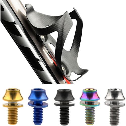Xingxi Titanium M5x12mm Bolt with Washer Screws + Carbon Fiber Bicycle Water Bottle Cage MTB Road Bike Bottle Holder Ultra Light