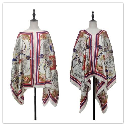 Kuwait 2021 New European Printed Summer Batwing Sleeve Shawls Blouse For Women Bohemian Beach V-neck Kaftan Tops Clothes