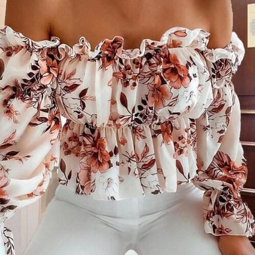 Women Summer Top Sexy Ruffled Design Slim Breathable Comfortable Sweet Printed Top Daily Wear