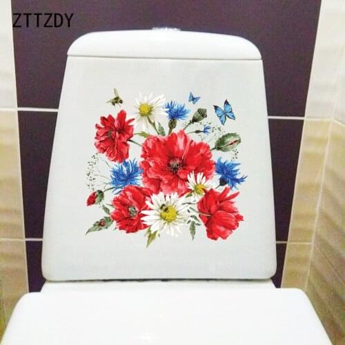 ZTTZDY 23.8CM×23.6CM Bouquet Butterfly Antiquity Room Wall Stickers Toilet Decals Home Decoration T2-0781