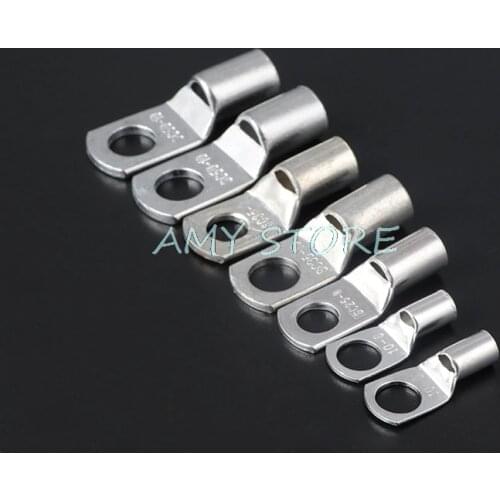 10Pcs SC35-8 8mm Bolt Hole Tinned Plated Eyelets Copper Cable lugs Ring Battery Terminals 35mm2 AWG2 Wire Connector