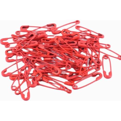 100pcs Red Mini Safety pins Metal pins Marker Tag Apparel Accessories Small Pins Safe Craft Knitting Cross Stitch Holder DIY Sew