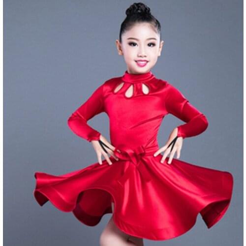 2021 Girls Latin Dresses for Dancing Ballroom Dance Dress Rumba Samba Velvet Children Samba Cha Cha Tango Skirt Standard Salsa