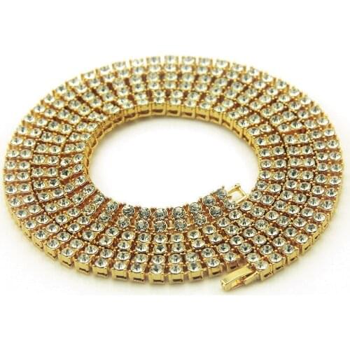 Popular Mens Hip-hop Double Row Alloy Chain Full Length Necklace Sold By European And American Fashion Accessories Manu