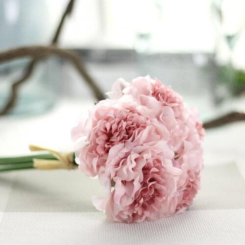 1 Bouquet 5 Pcs Artificial Flower Fake Peony Wedding Bridal Party Shop Decor wedding art hall office shop home garden
