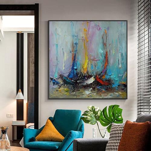 Large Size Abstract 100% Hand Painted Textured Colorful Oil Painting Modern Canvas Art Decorative Paintings For Home Wall Decor