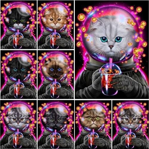 5D DIY Diamond Painting Animal Cat Diamond Embroidery Mosaic Astronaut Picture of Rhinestone Cross Stitch Kits Home Decor Art