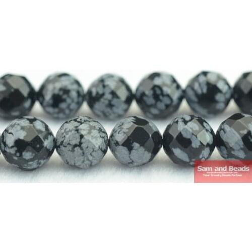 Free Shipping Natural Stone Faceted Snowflake Obsidian Beads 4 6 8 10 12mm, For Jewelry Making Diy Bracelet FSOB02