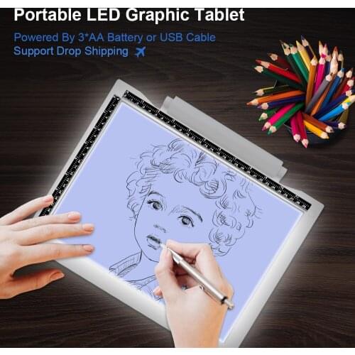 Wireless LED Light Box A4 Tracer Drawing Graphic Tablet Writing Painting Portable Copy Pad Board Sketch Hotfix Rhinestone
