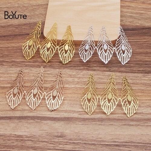 BoYuTe (10 Pieces/Lot) 65*67MM Big Metal Brass Filigree Three Leaves Materials Diy Hand Made Jewelry Findings Components