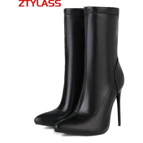 Sexy Stiletto Stretch Boots Women Super High Heel Ankle Boots Slip On Autumn Winter Woman Boots Shoes Big Size 42 43 44