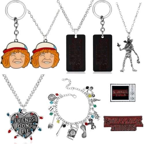 Hot TV Series Jewelry Stranger things Keychain Demogorgon Eleven Waffles Dustin Figure Key Chain Pendants Men Women Keyring Gift