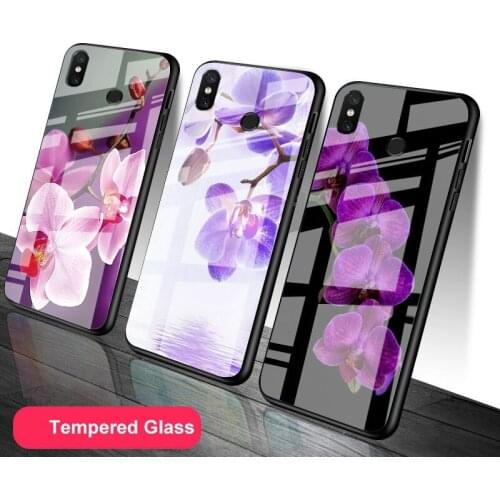 Orchid Flowers Colorful Tempered Glass Phone Case For Redmi Note 5 6 7 8 9 Pro Note8T Note9S Redmi8 9 Cover Shell