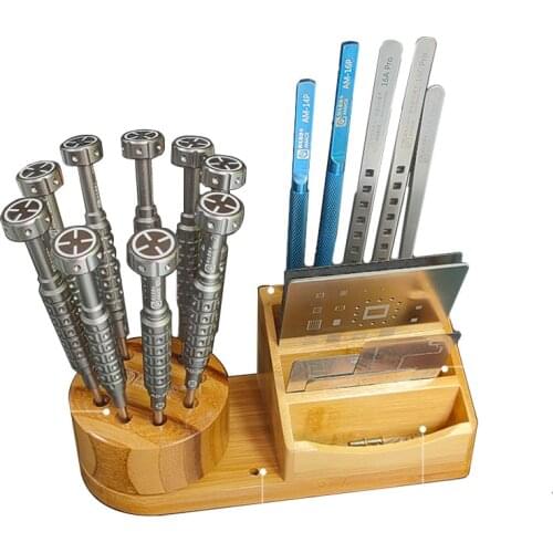 Amaoe M62 360° Rotating Wooden Craft Storage Rack For Organizing Desktop Mobile Repair Tools