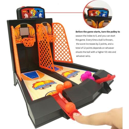 Children Desktop Basketball Game Toy Table Basketball Court Easy To Assemble Finger Basketball Game Toy With 6 Balls Kids Gift