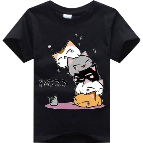 Children Summer Tops Girls Clothes Cat Cartoon Kids T-Shirts Baby Boys Casual Funny Cotton Summer Short Sleeve Green White