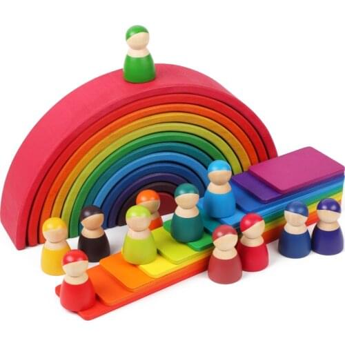 Baby Rainbow Blocks DIY Toys Kids Large Creative Rainbow Building Blocks Wooden Toys for kids Montessori Educational Child Toy
