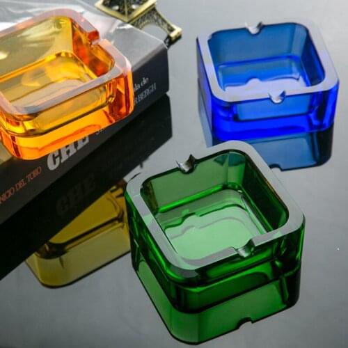 Boutique Fashion Crystal Glass Ashtray Large Simple Square Guest Room Bedroom Bedroom Hotel Gifts