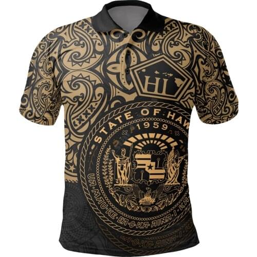 Hawaii Polo Shirt Hawaii Seal Pride Style 3D Printed Polo Shirt Men for Women Short Sleeve Summer Gold T-shirt