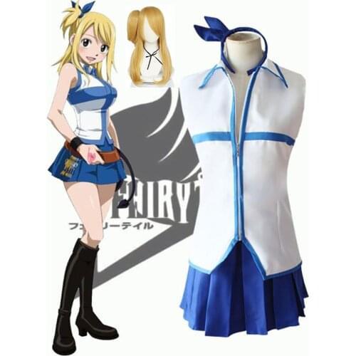 Anime FAIRY TAIL Lucy Heartfilia Cosplay Costume Top skirt Hairpin Set Halloween Makeup Party Prop 2021
