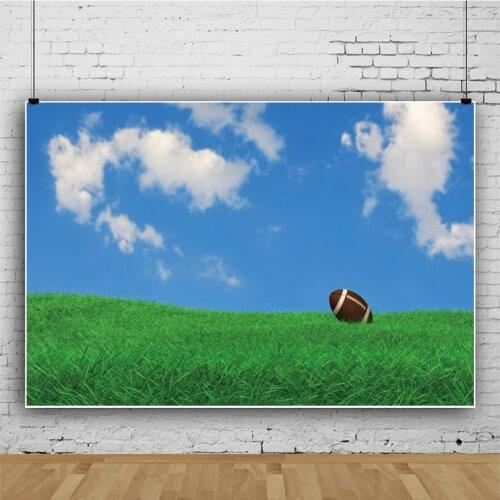 Beautiful Rugby Field Blue Sky White Cloud Grass Backdrop Room Table Decoration Photography Photo Kids Custom Vinyl Background