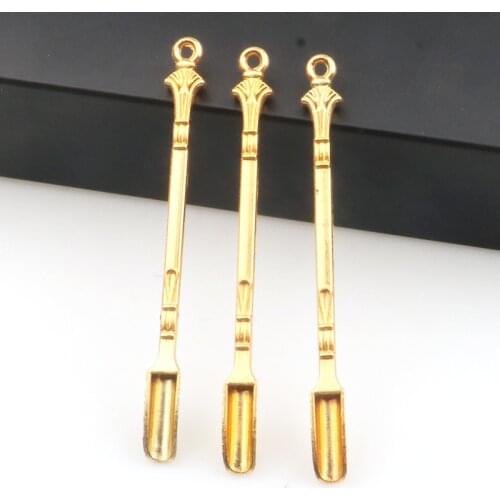 80mm Metal Tableware Mini Smoke spatula Scoop With Ring Medicine Spoon Long Handle Ice Stir In Coffee Or Tea Sniffer Smell Scoop