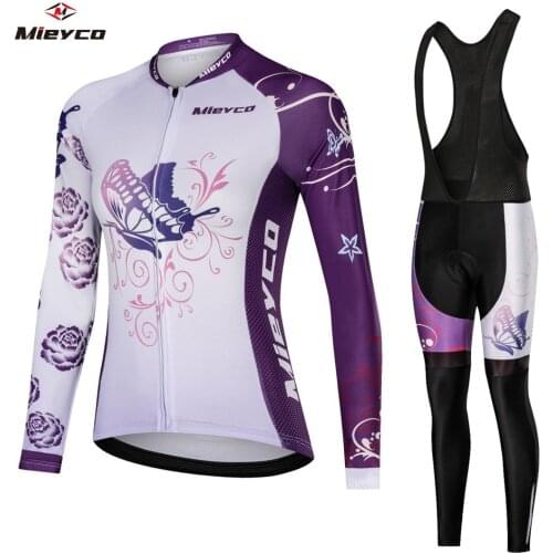 Mieyco Cycling Jerseys Womens MTB Ropa Maillot Ciclismo Long Sleeve Spring Autumn Cycling Jersey Clothing Breathabl Bib Pants