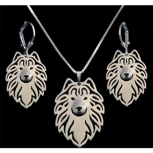 Fashion Lovers' Metal Pet Dog Jewelry Set Womens Alloy Samoyed Jewelry Set