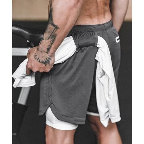 2021 NEW Mens Running Shorts Mens 2 in 1 Sports Shorts Male Double-Deck Quick Drying Sports men Shorts Jogging Gym Shorts Men