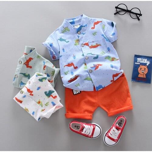 New Summer Toddler Baby Boy Clothes Cute Dinosaur Print Shirt Tops Short Pants 2Pcs Outfits Sport Summer Children Clothes