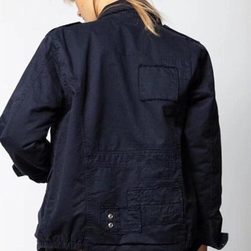 New Fashion Letters Embroideried Womens Parka Coat Lady Long Sleeve Single-Breasted Jacket Top Female Outwear