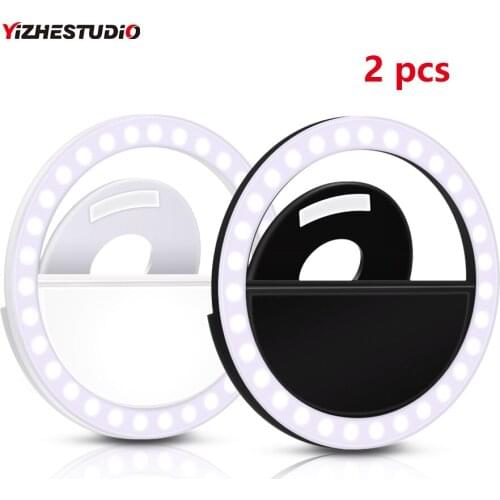 Yizhestudio Novelty LED Selfie Ring Light for Mobile Phones Photo Makeup Lighting Night Light Led Mirror with Phone Clip On Lamp