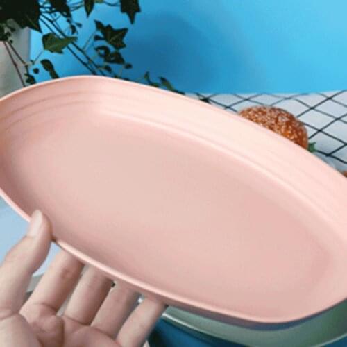 Dinner Plate Eco-friendly Non-slip Wheat Straw Oval Shaped Fruit Dish Home Kitchen Accessories Storage Trays