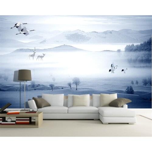 Beibehang Custom wallpaper beautiful snow elk Swan TV background wall living room bedroom background walls murals 3d wallpaper