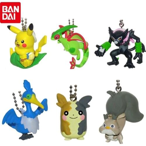 Bandai Genuine Gacha Pokemon Theater Version COCO Keychain Pikachu Morpeko Zarude Flygon Cramorant Skwovet Action Figure Toys