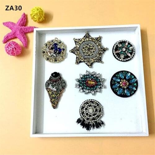 Crystal bead Oval round Anise star Rhinestones bead patches applique vintage embroidered sew on patch fashion clothing tassel