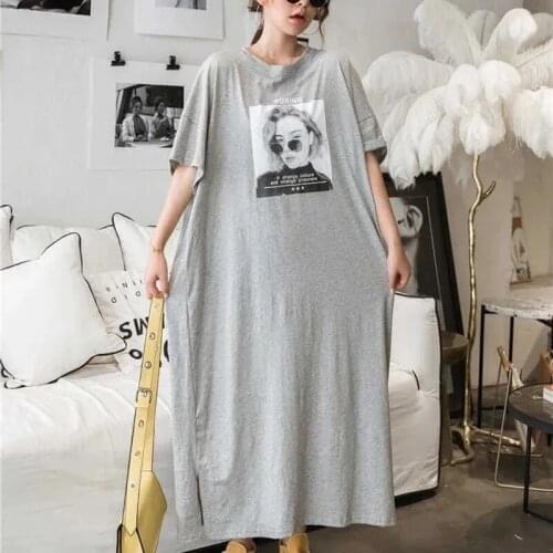 Size 8XL 150KG Summer Short Sleeve Dress Black Gray Large Ladies Long Dress O Neck Plus Size Women Clothing