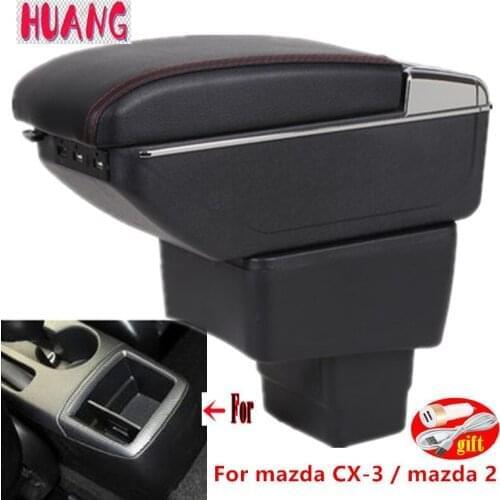 For mazda CX-3 Armrest 2018 For mazda 2 skyactiv version cx3 CX-3 Car Armrest Storage box car accessories Charging with USB