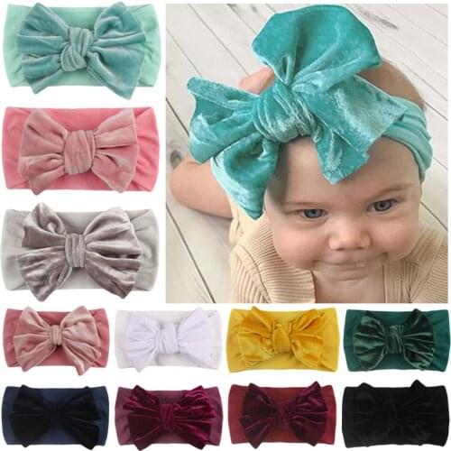New Velvet Baby Headband Turban Big Bowknot Baby Girl Headband For Newborn Bow Hair Band Children Kid Head Wrap Hair Accessorie