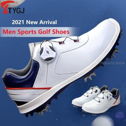 Professional Mens Golf Shoes Leather Waterproof Golf Shoes Men Non-Slip Activity Nails Sneakers Outdoor Soft Sports Trainers