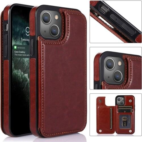 4 Card Holder Shockproof Phone Case For iPhone 13 12 11 Pro Max X XR XS Max 7 8 Plus Magnetic Flip Leather Card Stand Back shell