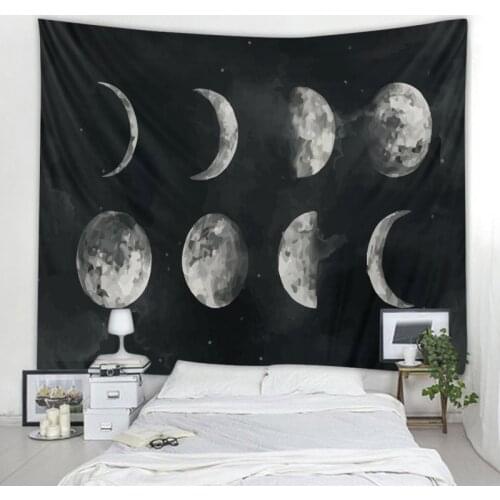Psychedelic Moon Tapestry Flower Starry Geometric Art Wall Mount Family Dormitory Tapestry Art Deco Yoga Mat Beach Mat