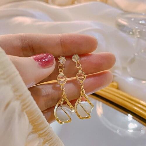 Temperament cats eye Earrings tide net red Earrings high sense personalized fashion accessories