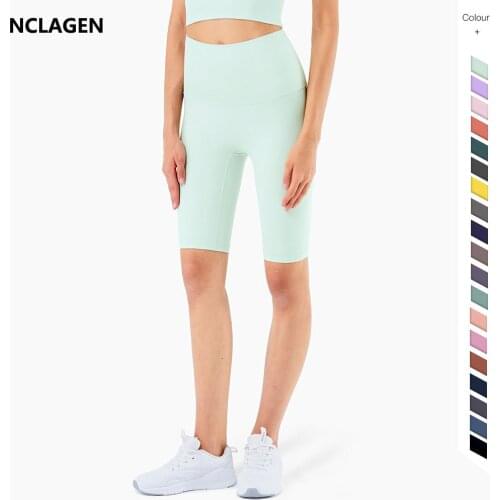 NCLAGEN Bermuda Shorts For Women High Waist NO Front Seam Naked-feel Fabric Sports Short Fitness Yoga Pantalones GYM Joggers